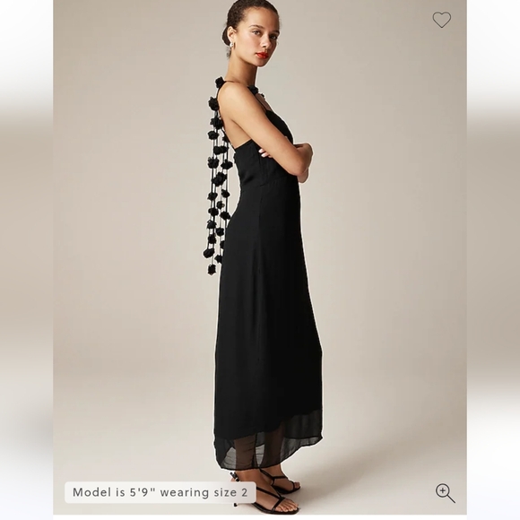 J. Crew Dresses & Skirts - J Crew Collection rosette-strap sheath dress in chiffon Size 4 Black Romantic